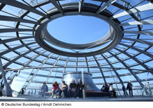 The picture shows the top of the Deutscher Bundestag